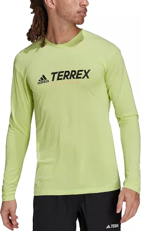 adidas Terrex TX Trail Running Long Sleeve T-shirt Mens Sports Top Lime