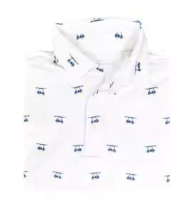 Albatross Polo - White with Golf Carts