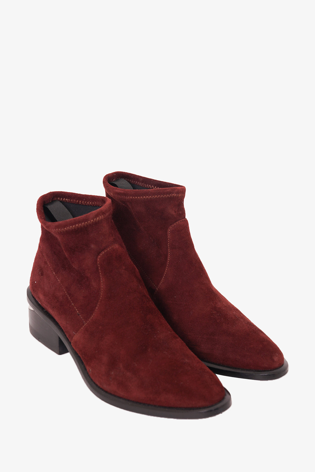 Alexander Wang Burgundy Suede KOri Cut-Out Ankle Boots sz 35.5