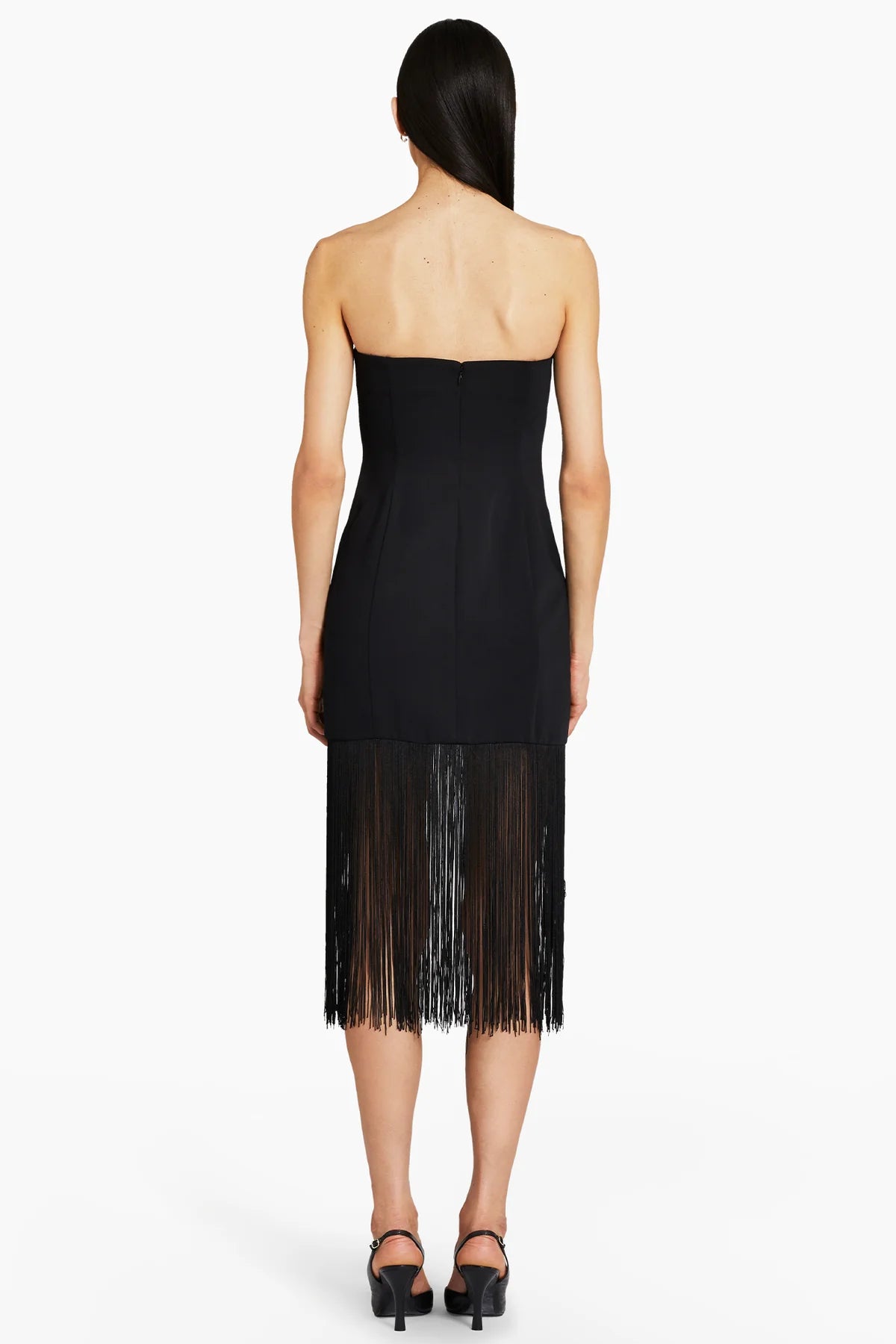 Amanda Uprichard - Strapless Puzzle Dress With Fringe - Black