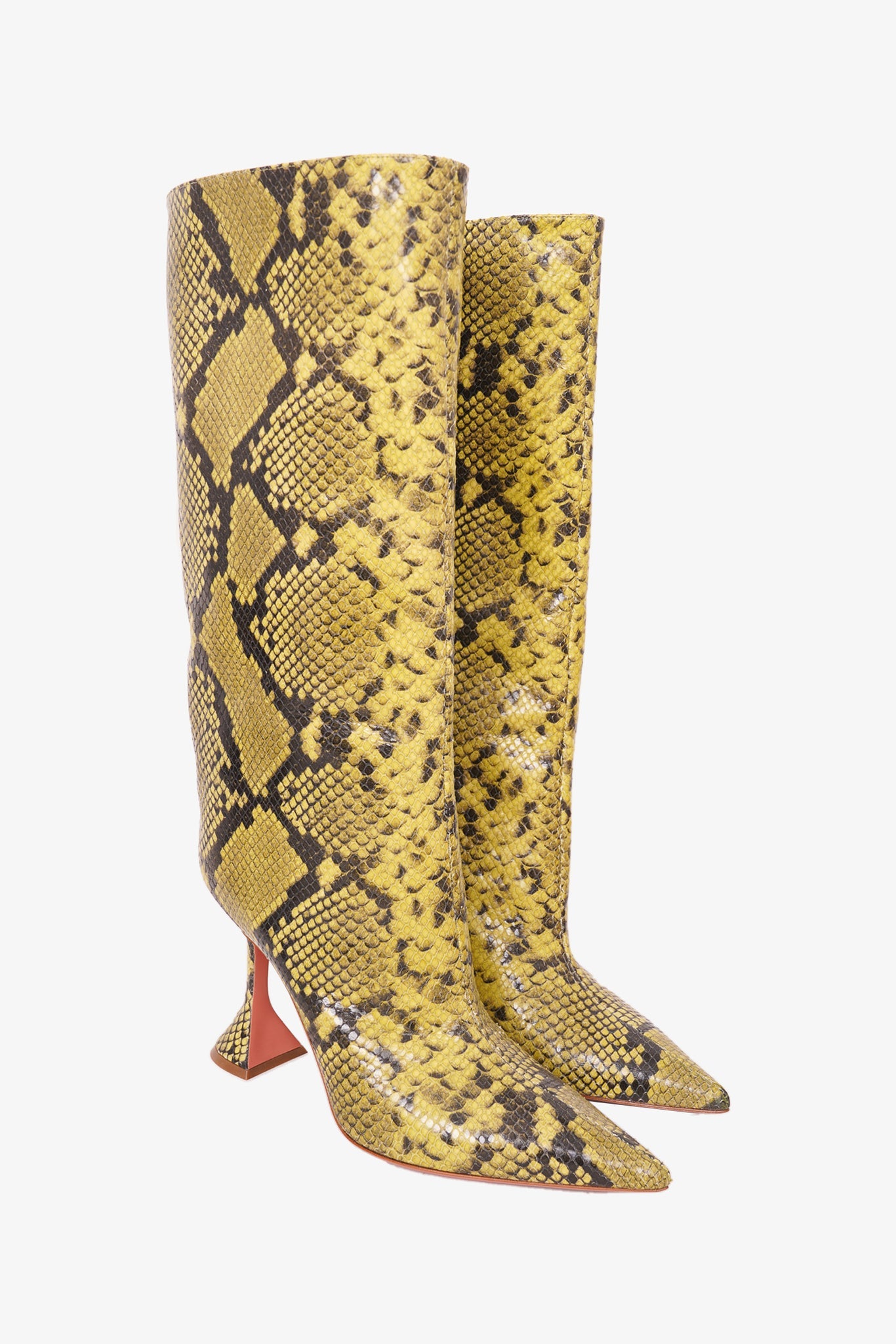 Amina Muaddi Green Rain Python-print Boots Size 40