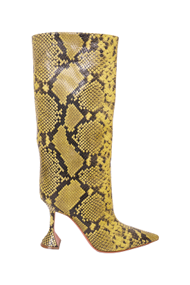 Amina Muaddi Green Rain Python-print Boots Size 40