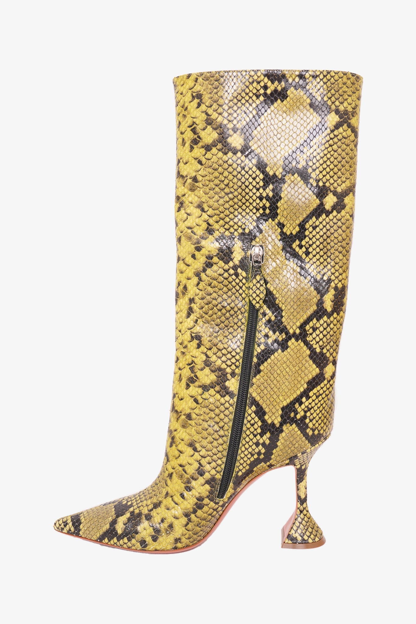 Amina Muaddi Green Rain Python-print Boots Size 40