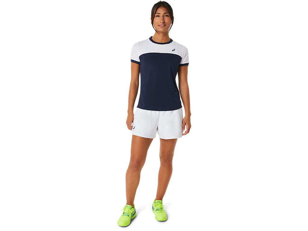 Asics T-Shirt Court SS Top Dames Blauw Wit