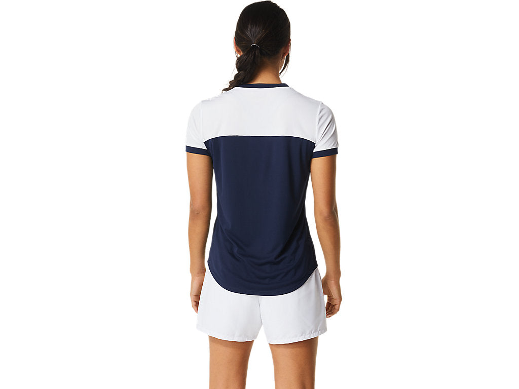 Asics T-Shirt Court SS Top Dames Blauw Wit