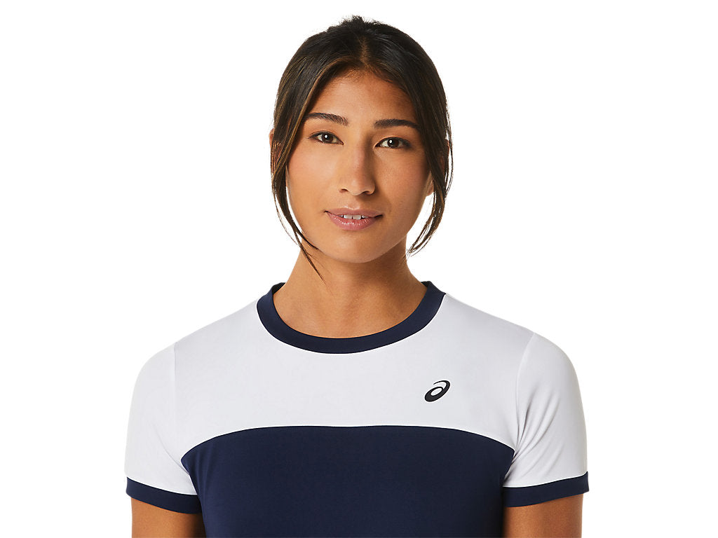 Asics T-Shirt Court SS Top Dames Blauw Wit