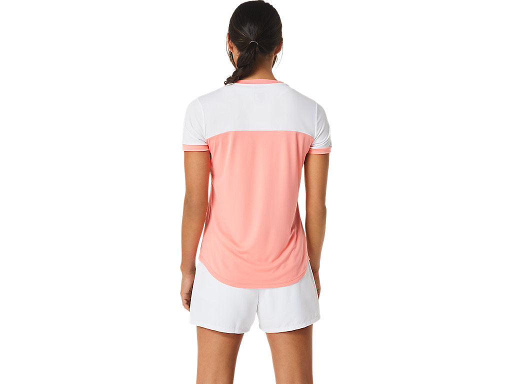 Asics T-Shirt Court SS Top Dames Roze Wit