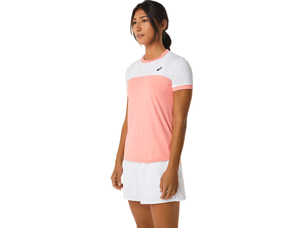 Asics T-Shirt Court SS Top Dames Roze Wit