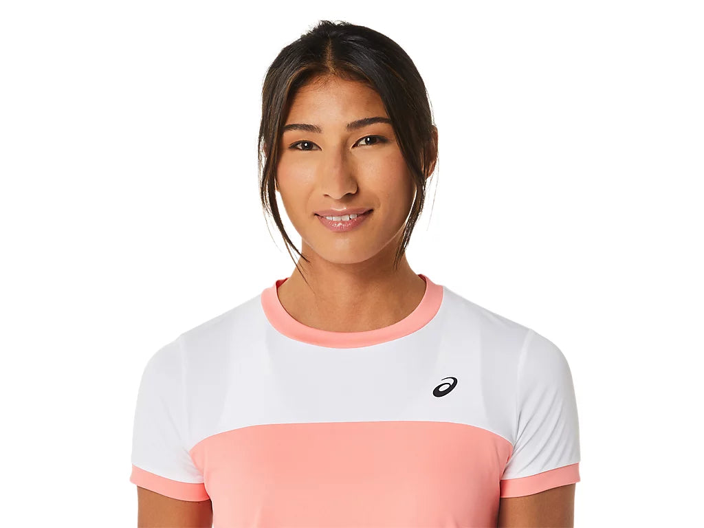 Asics T-Shirt Court SS Top Dames Roze Wit