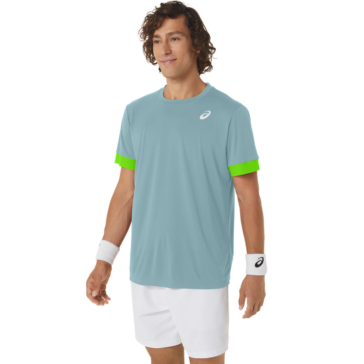 Asics T-Shirt Court SS Top Tennis Heren Blauw / Groen