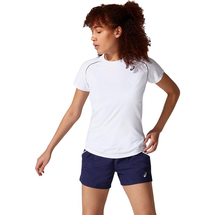 Asics T-Shirt Court W Piping SS Tee Dames Wit