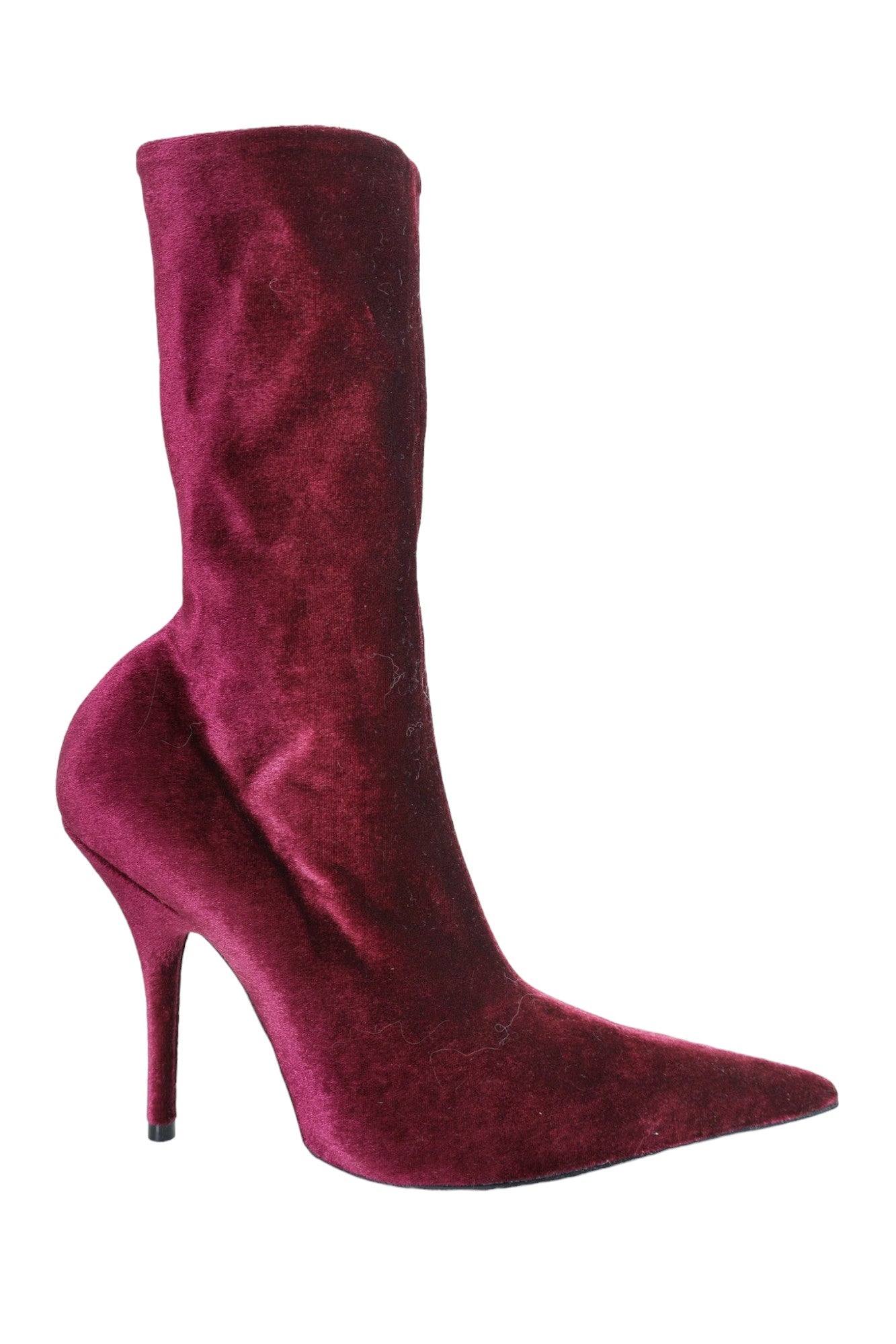 Balenciaga Burgundy Velvet Knife 110MM Sock Boots Size 37