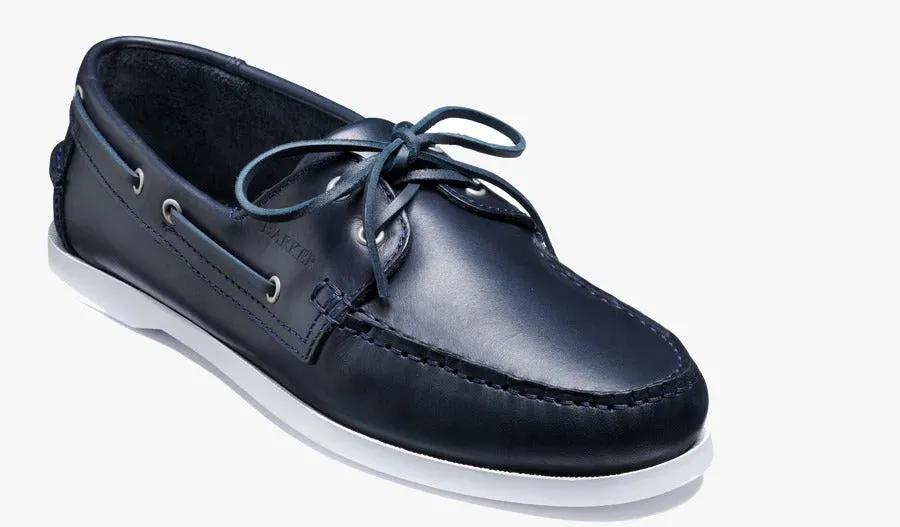 Barker Keel Moccasin Shoe -  Navy Pull Up