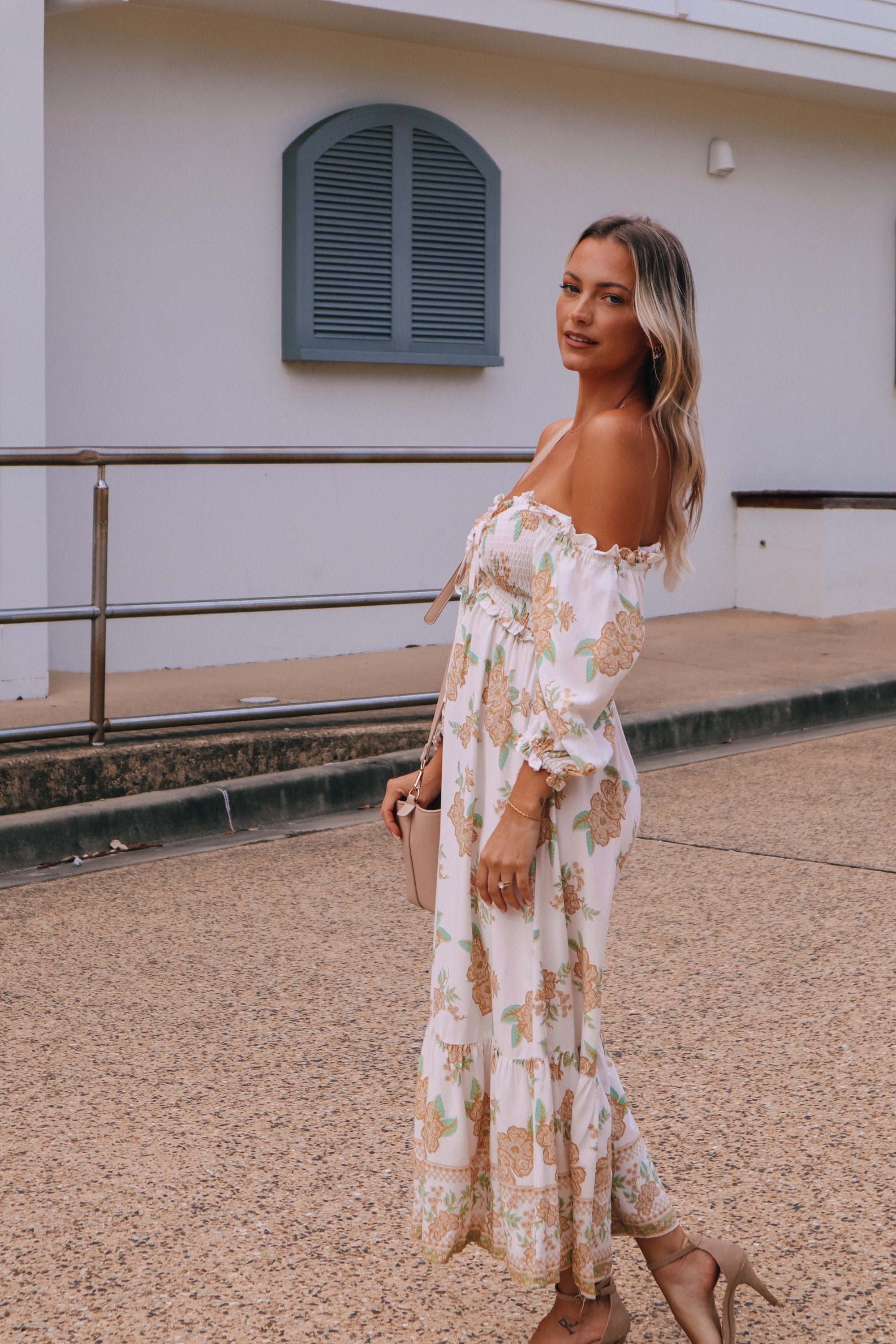 Beka Midi - Beige & Green Floral