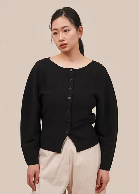 Black Whole Garment Rounded Cardigan