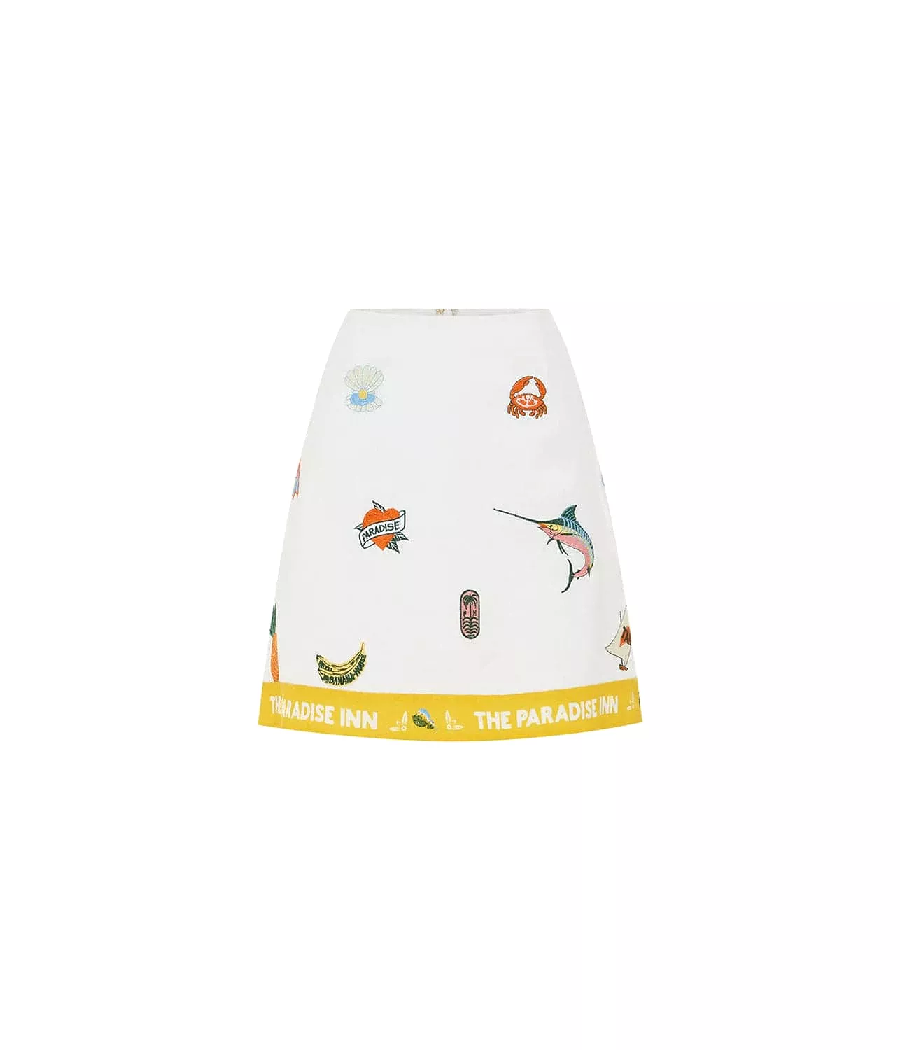 BLUE MARLIN EMBROIDERED SKIRT- WHITE