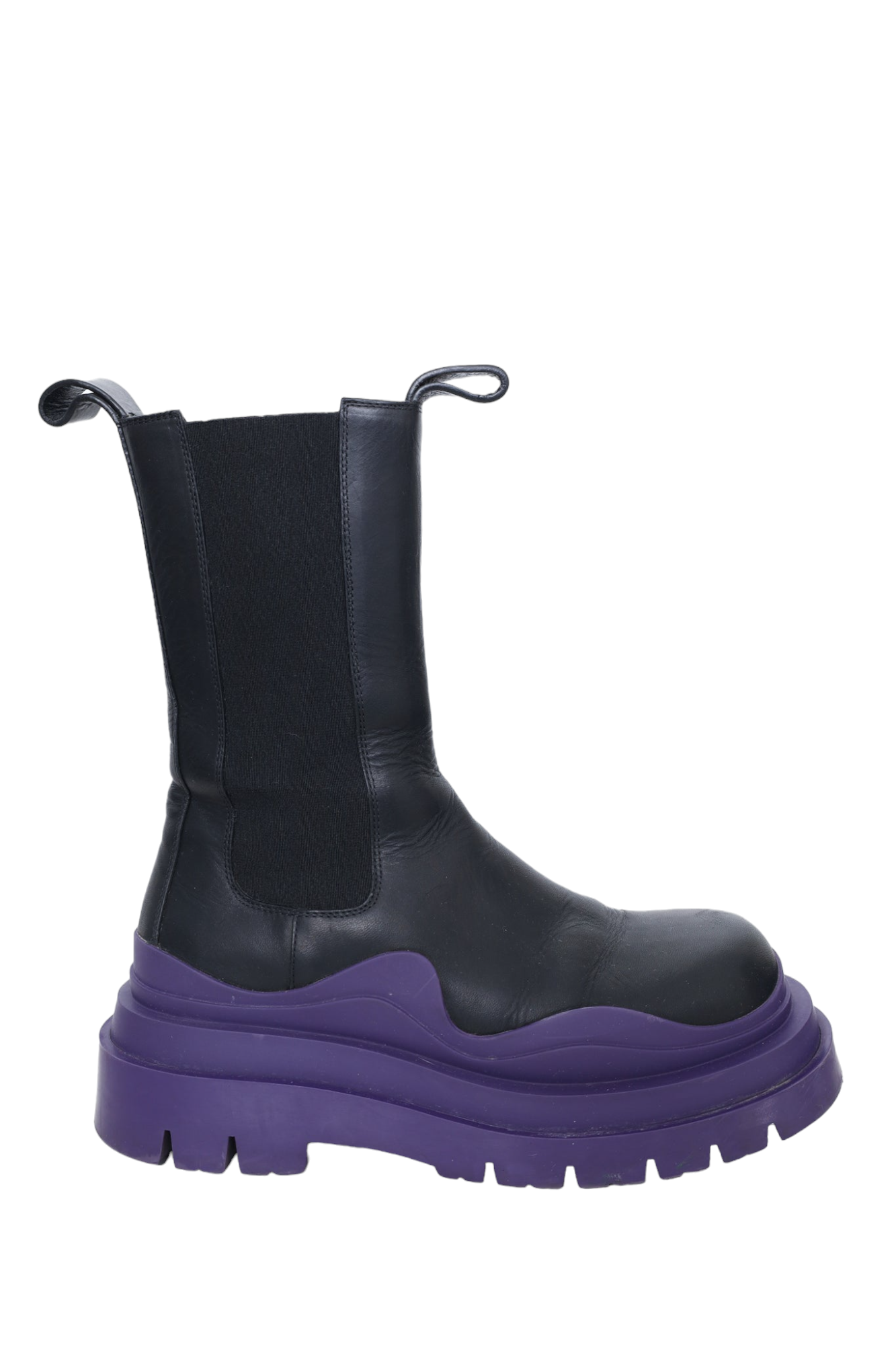 Bottega Veneta Black/Purple Leather Tire Boots Size 36