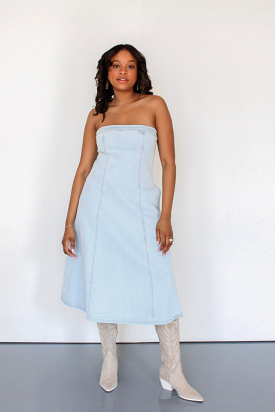 Brooklyn Strapless Denim Midi Dress