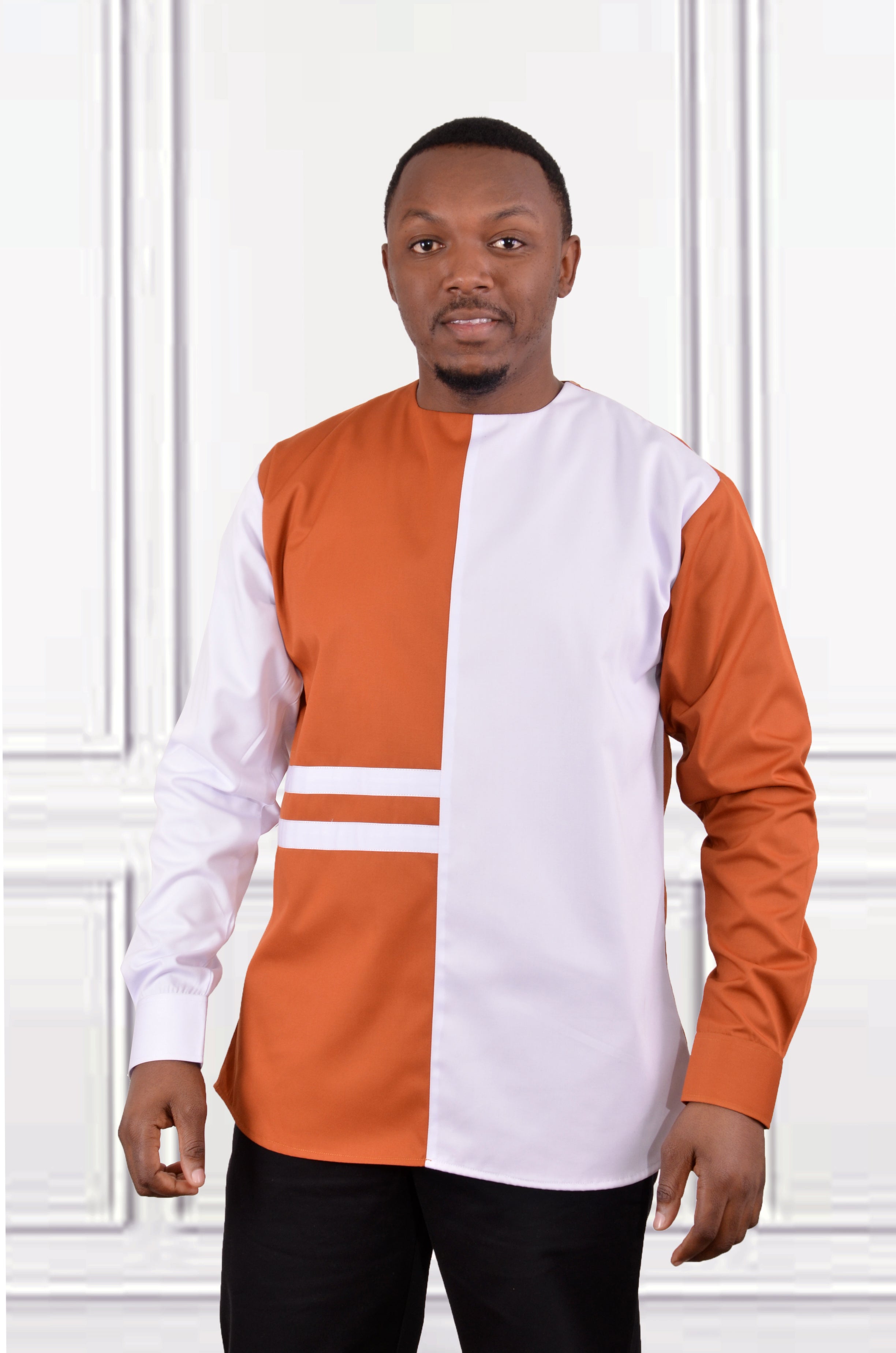 Brown white Ankara shirts