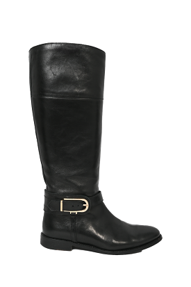 Burberry Black Leather Buckle Boots Size 38.5