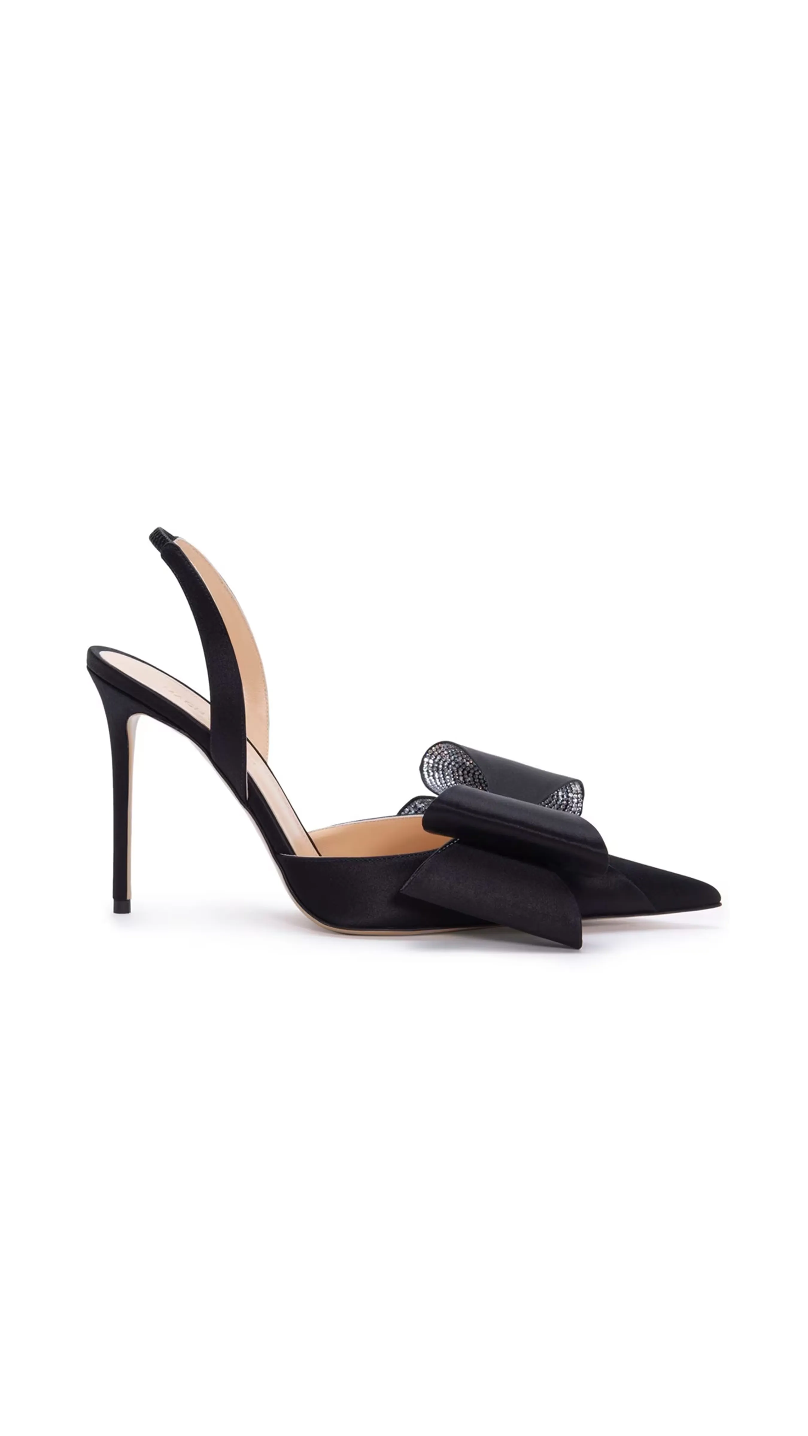 Cadeau Bow Satin Slingback Pumps - Black