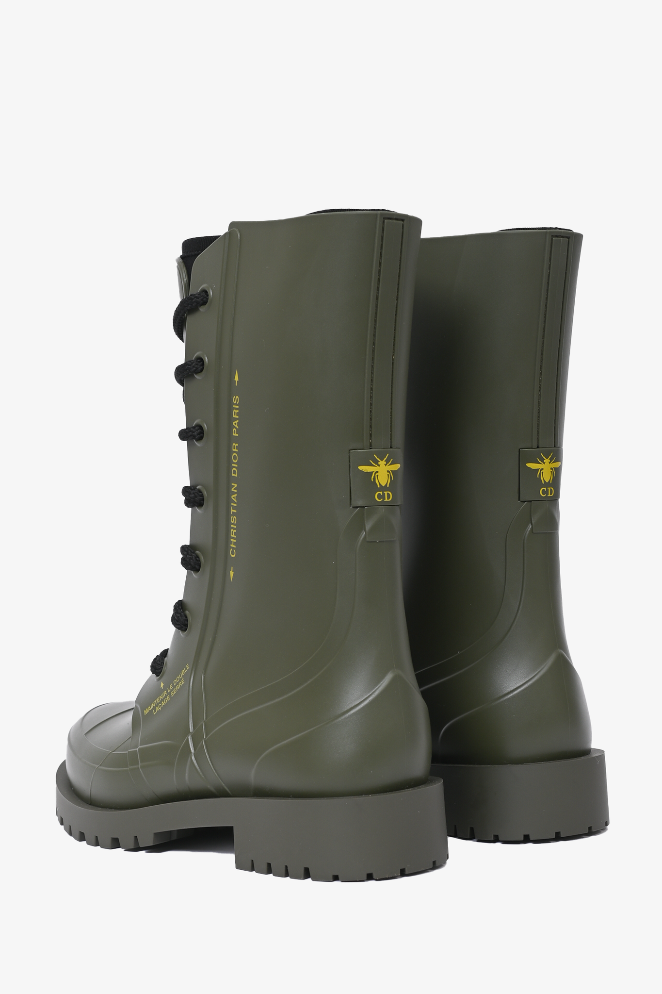 Christian Dior Green \'Diorcamp\' Rubber Rain Boots Size 36