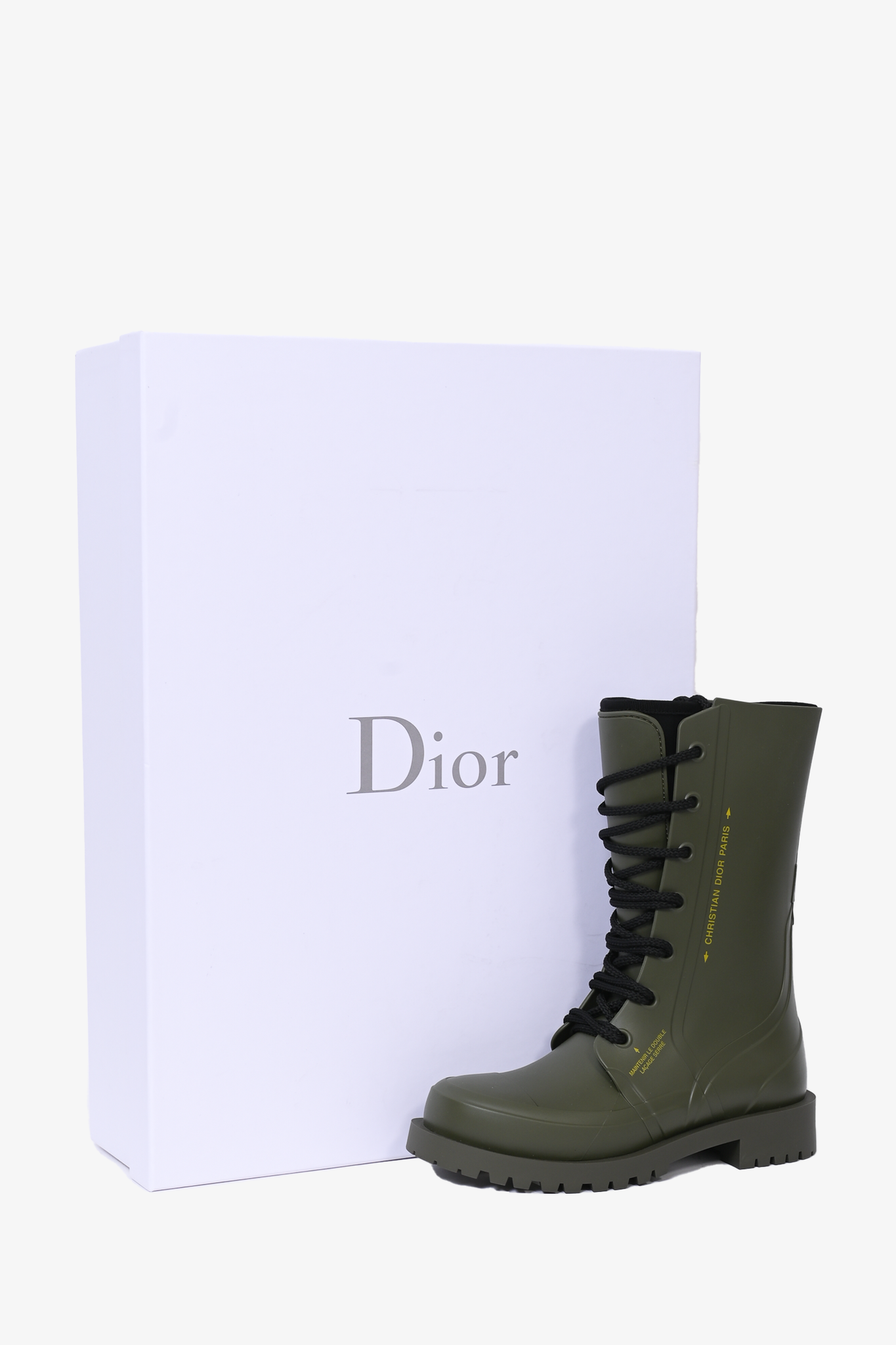 Christian Dior Green \'Diorcamp\' Rubber Rain Boots Size 36