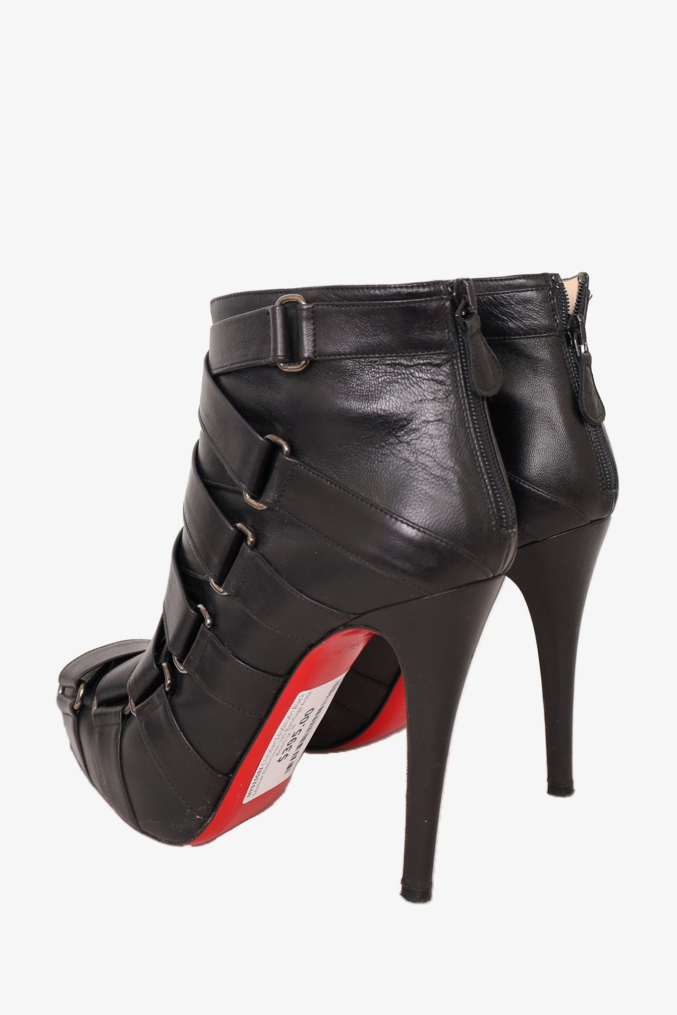 Christian Louboutin Black Leather Nitoinimoi 120 Bandage Ankle Boots Size 38