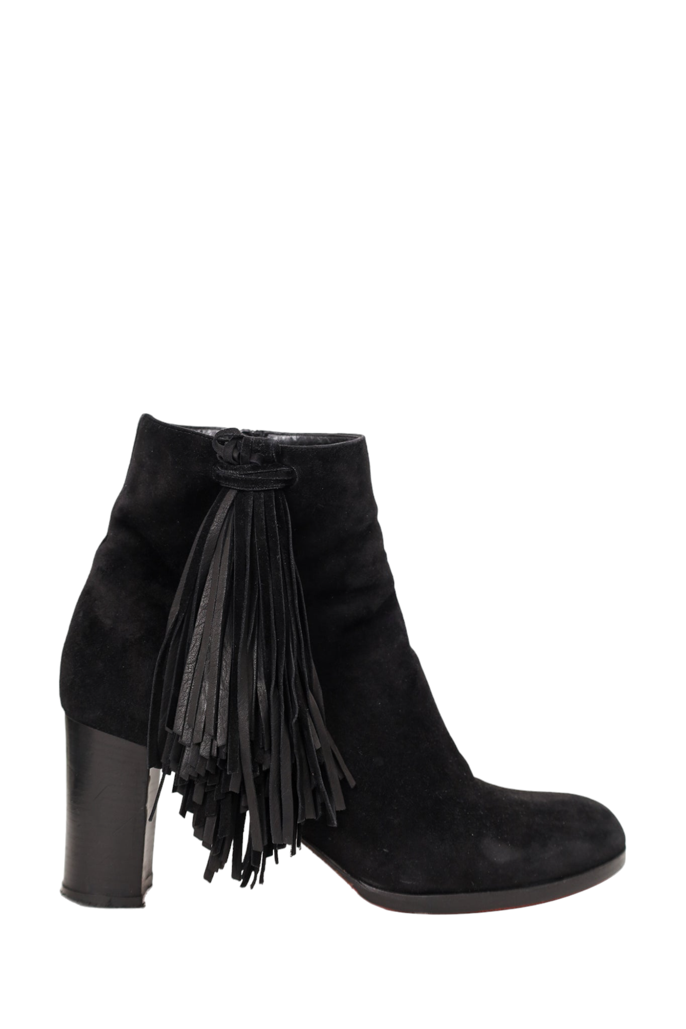 Christian Louboutin Black Suede Ankle Boots with Tassel size 42