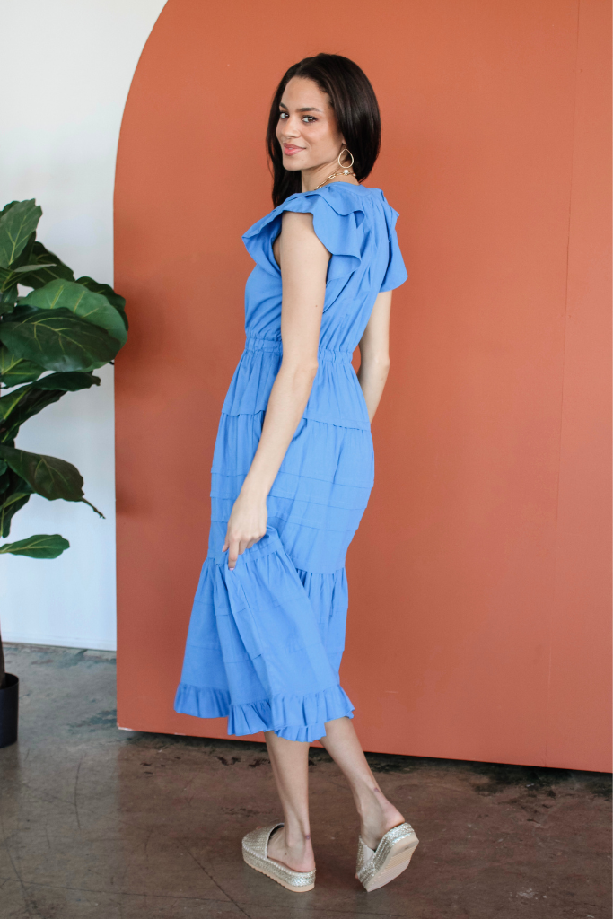 Cliffside Flutter Sleeve Midi Dress