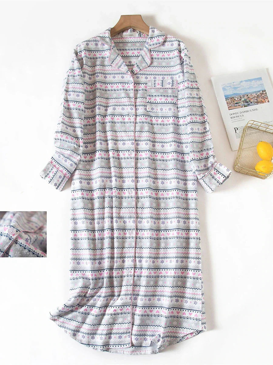 Comfortable Heart Grid/Plaid Nightgown Dress for Women