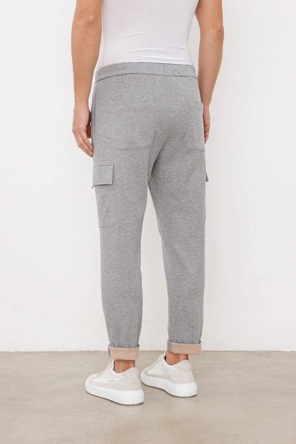 Cotton Fleece Cargo Jogger Trouser in Slate