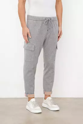 Cotton Fleece Cargo Jogger Trouser in Slate