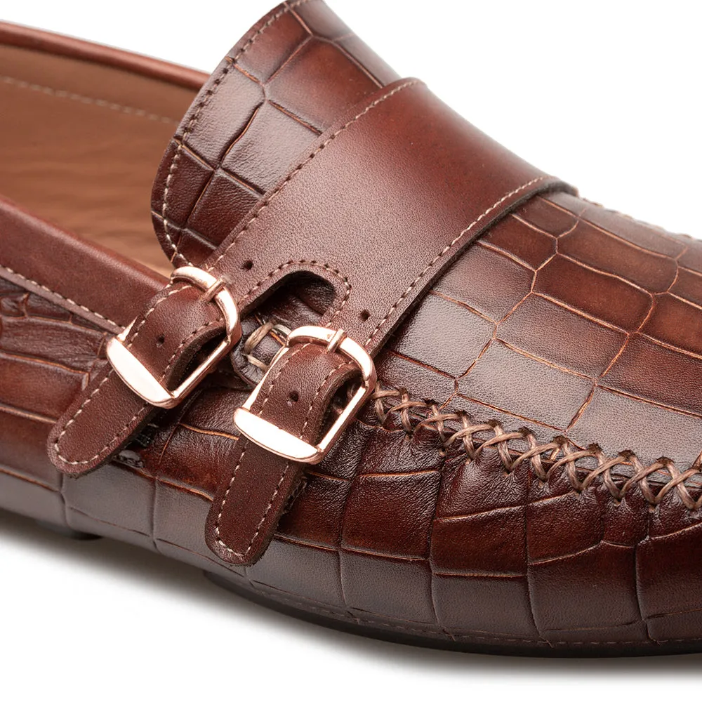 Croc-Embossed Driving Moccasin