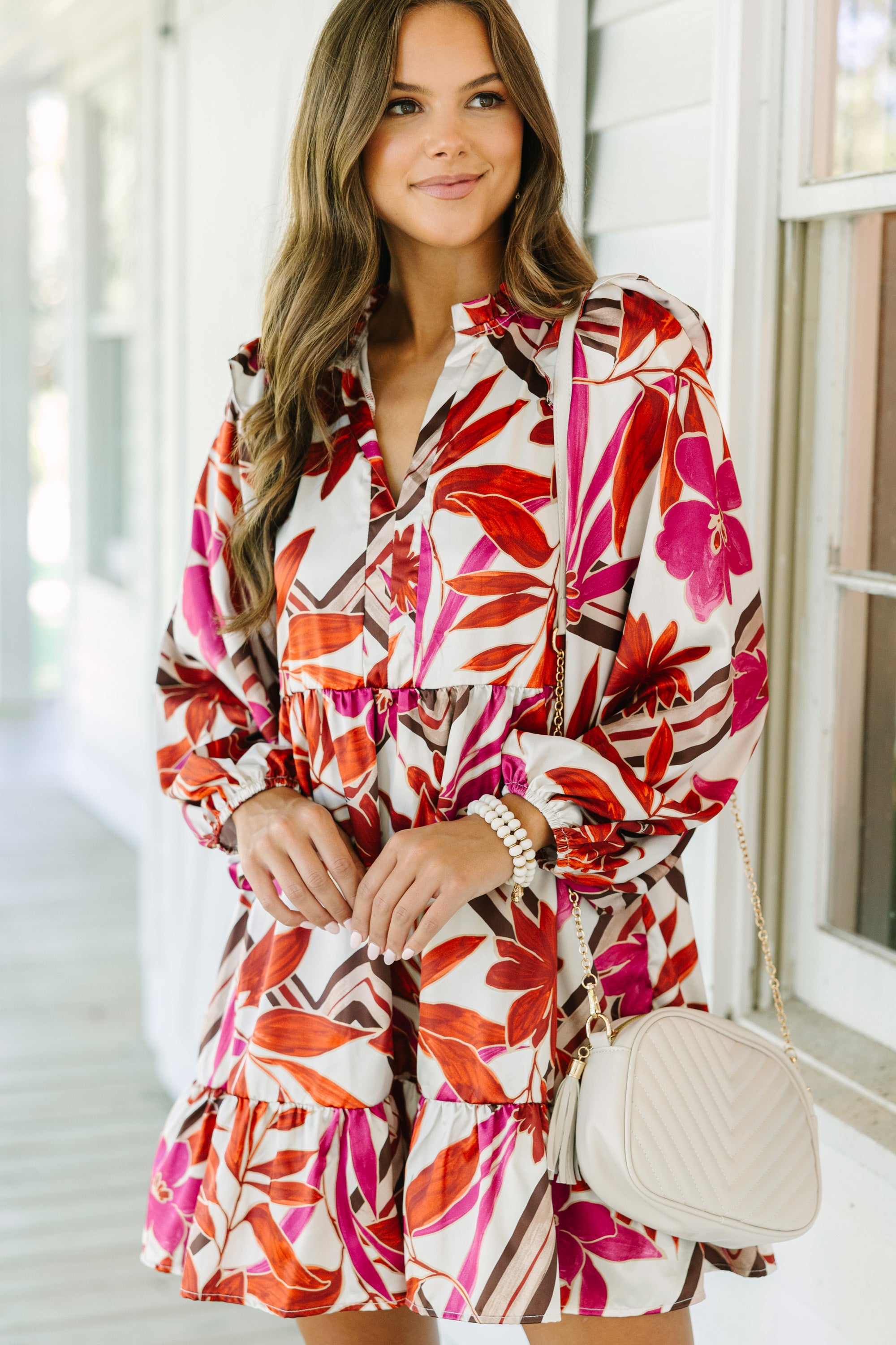 Do What You Love White Ditsy Floral Dress