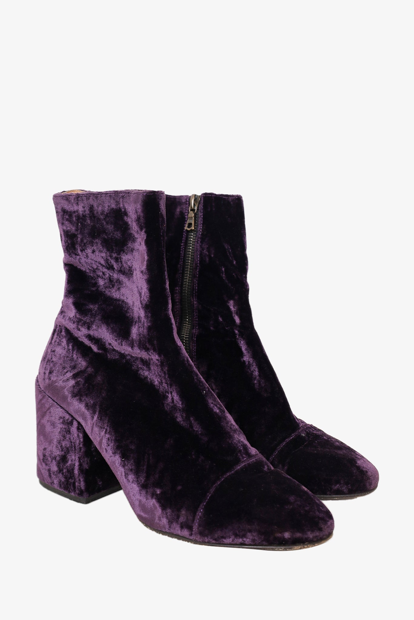 Dries Van Noten Purple Velvet Donna Boots Size 37