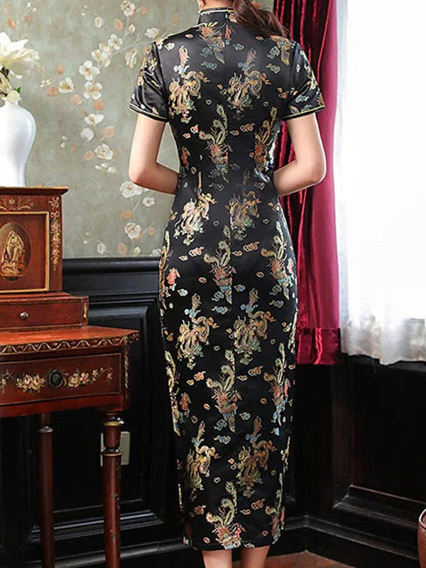 Elegant Animal Embroidered Sheath Midi Dress for Women - Perfect for Weddings and Summer Parties