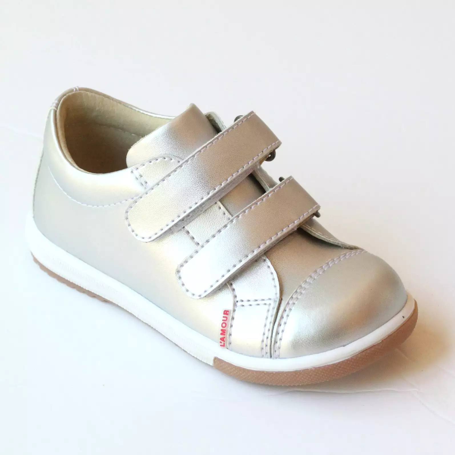 FINAL SALE - L'Amour Girls Double Velcro Leather Sneaker