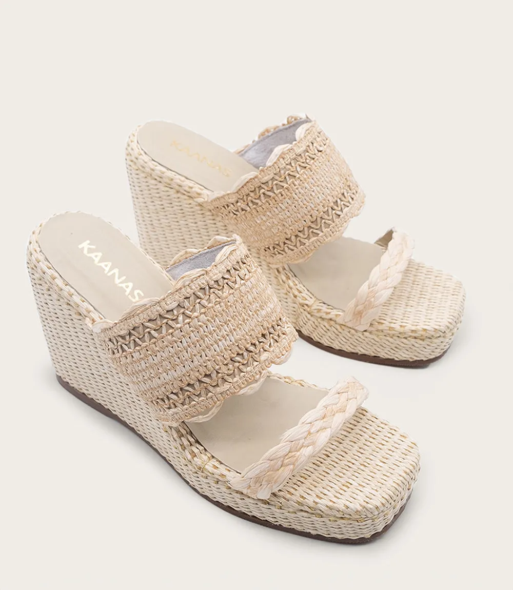 Frayed Raffia Wedges