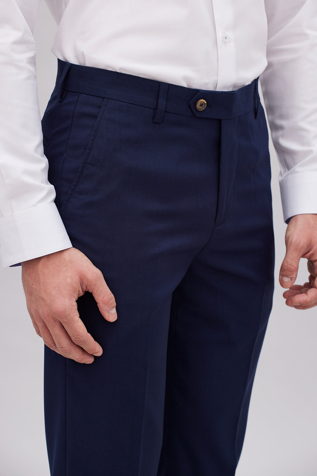 Fumiya Navy Textured Suit Pants