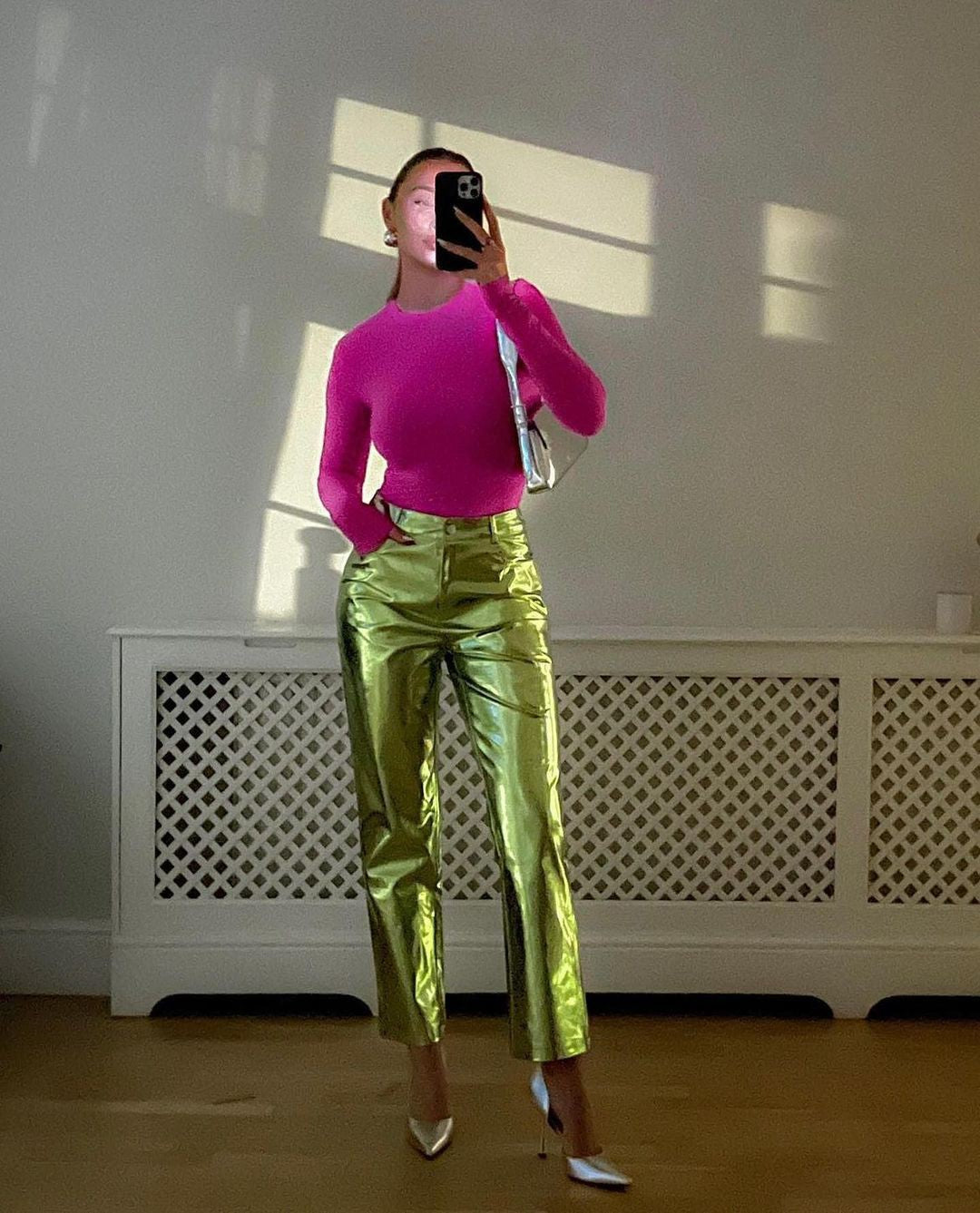 GREEN METALLIC TROUSER