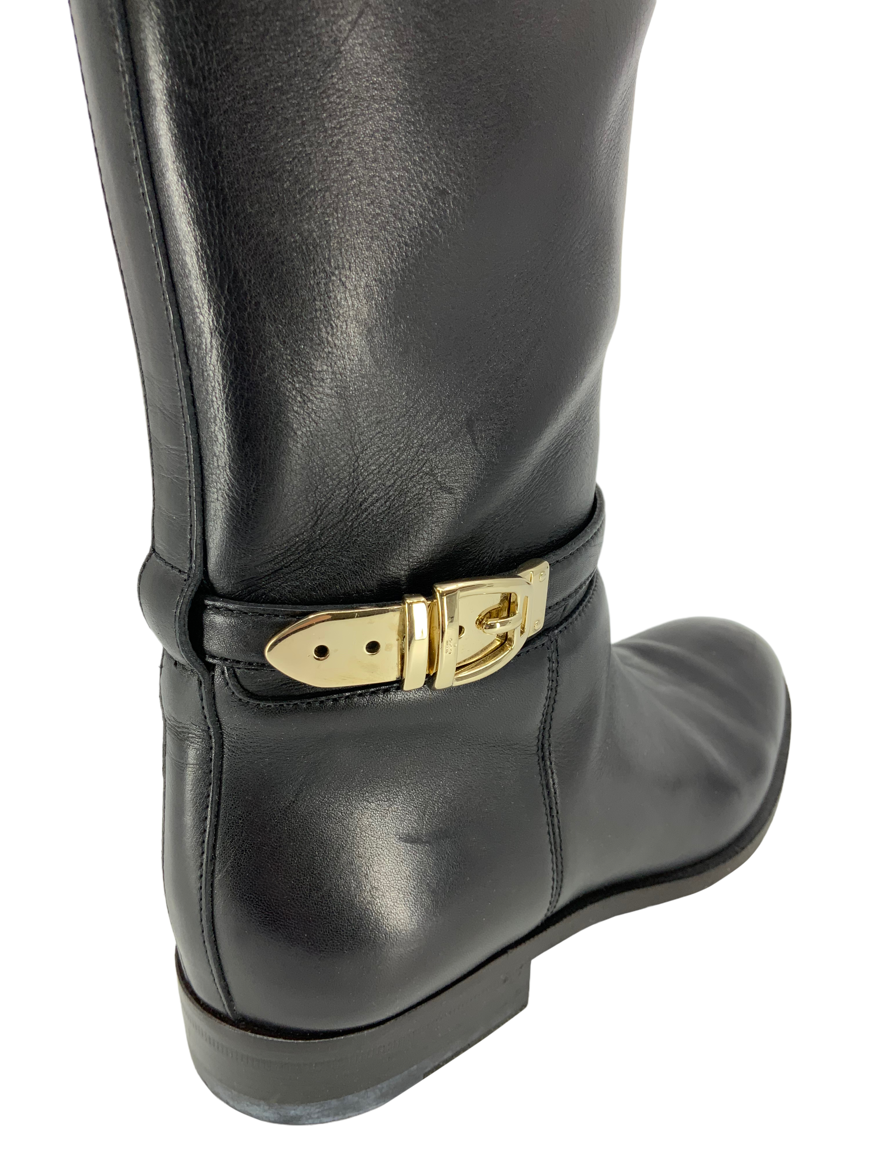 Gucci Leather Buckle Knee High Boots Size 7.5