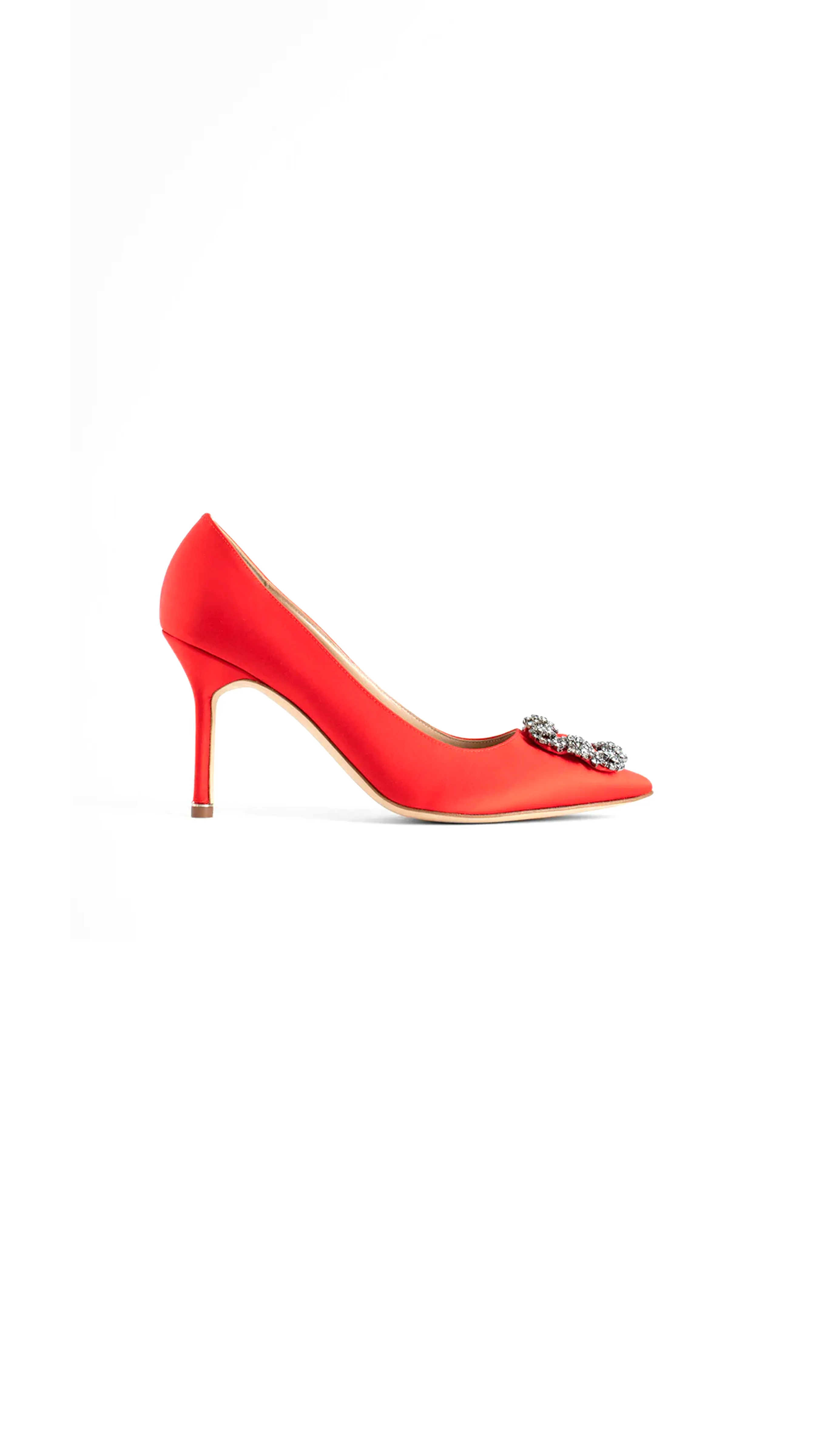 Hangisi 90 Satin Jewel Buckle Pumps - Red