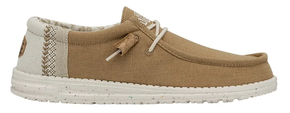 Hey Dude Wally Linen Natural Mens Casual Shoe