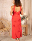 Hope & Ivy Keely High Neck Rosette Maxi Dress