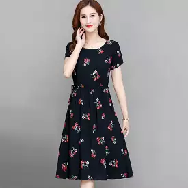 INSTOCK-Spring and summer new large size women's floral dress