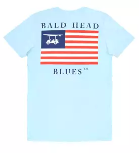 Island Tee - Short Sleeve USA Flag - Light Blue