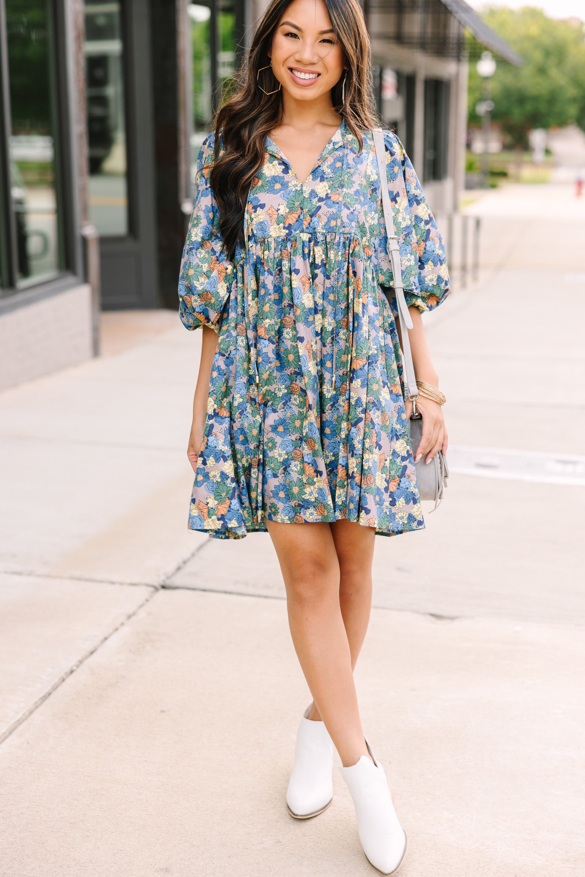 It's All True Navy Blue Floral Dress