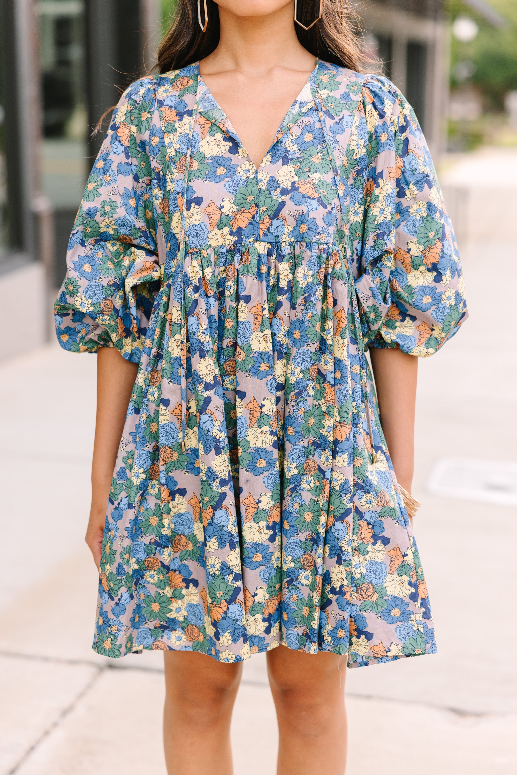 It's All True Navy Blue Floral Dress