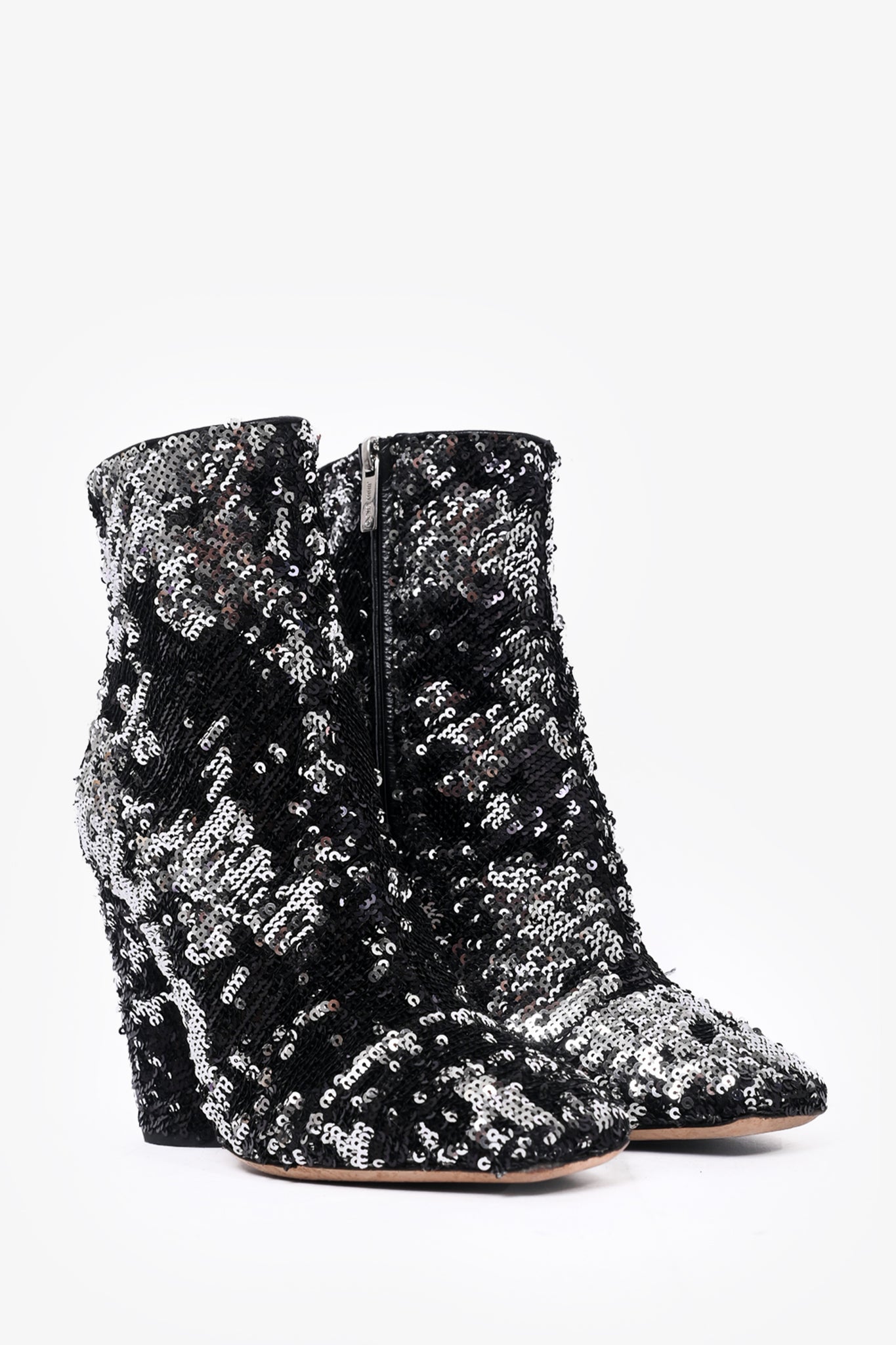 Jimmy Choo Black/Silver Sequin Heeled Boots Size 37